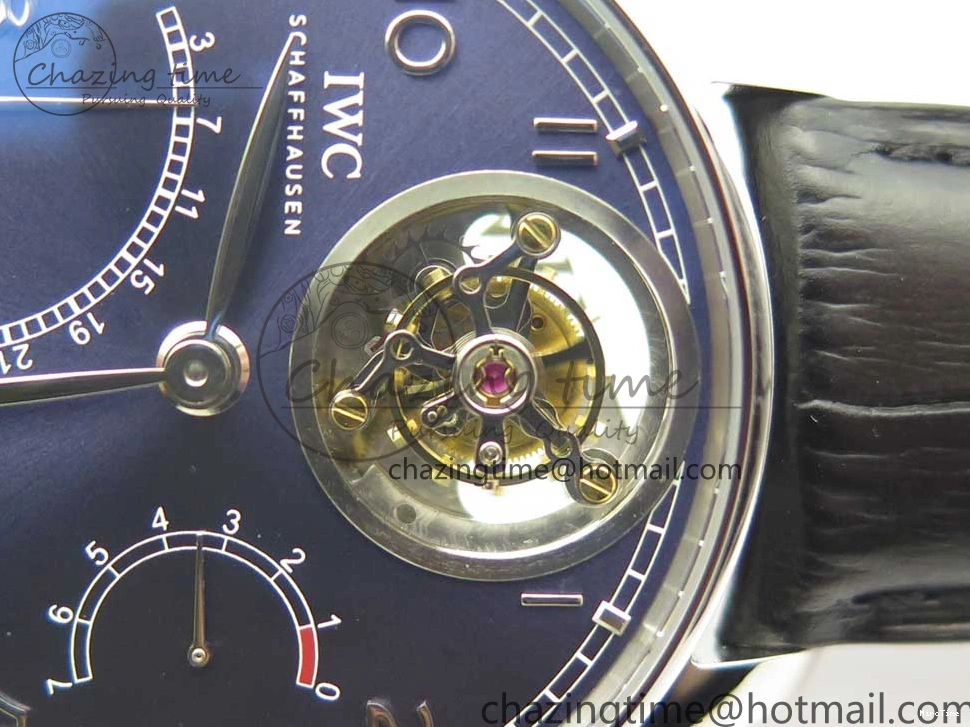 MIROTIME 0227 Sporty Portuguese Tourbillon IW504602 SS ZF Best Edition Blue Dial on Black Leather Strap 7175